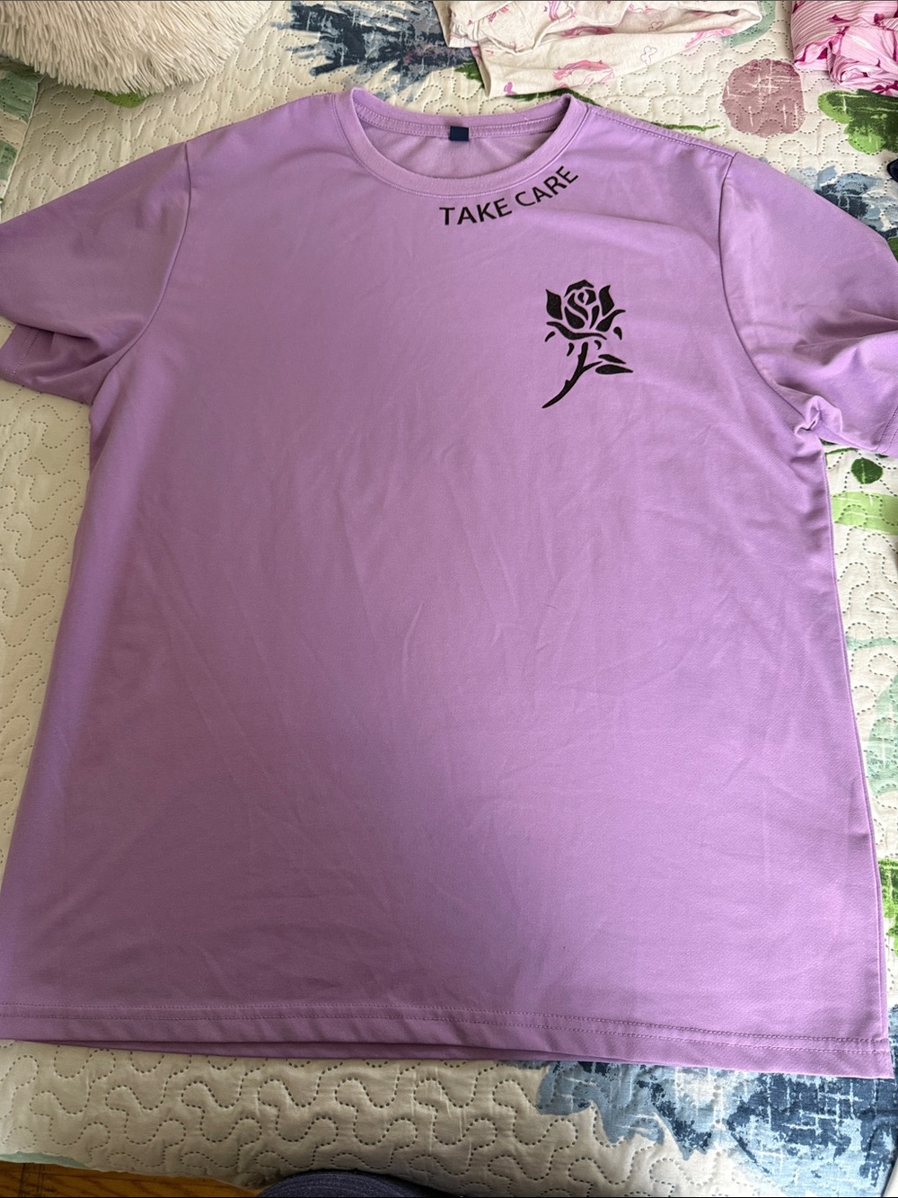 Take Care Lavender Rose Graphic Men’s T-Shirt